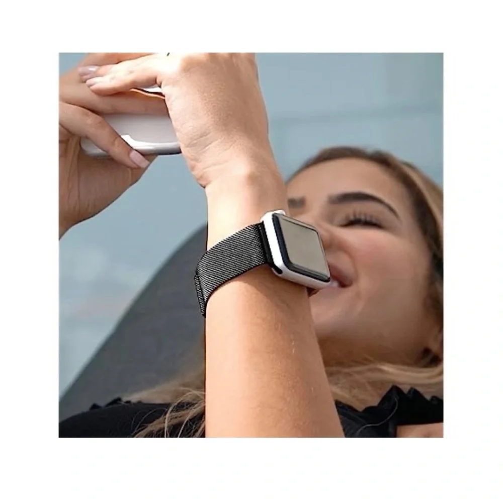 TALK WORKS Stainless Steel Mesh Loop Watch Band for Apple Watch Magnetic Closure